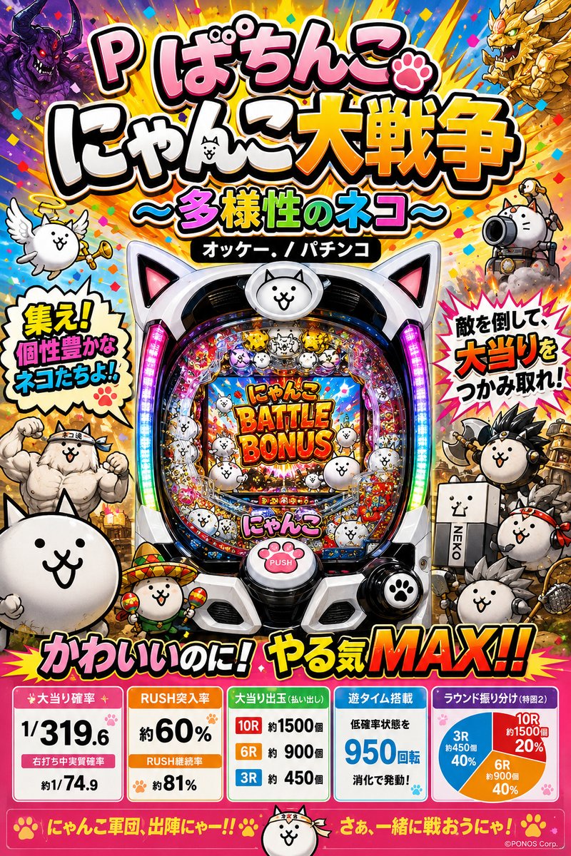 Ｐ　にゃんこ大戦争　多様性のネコ