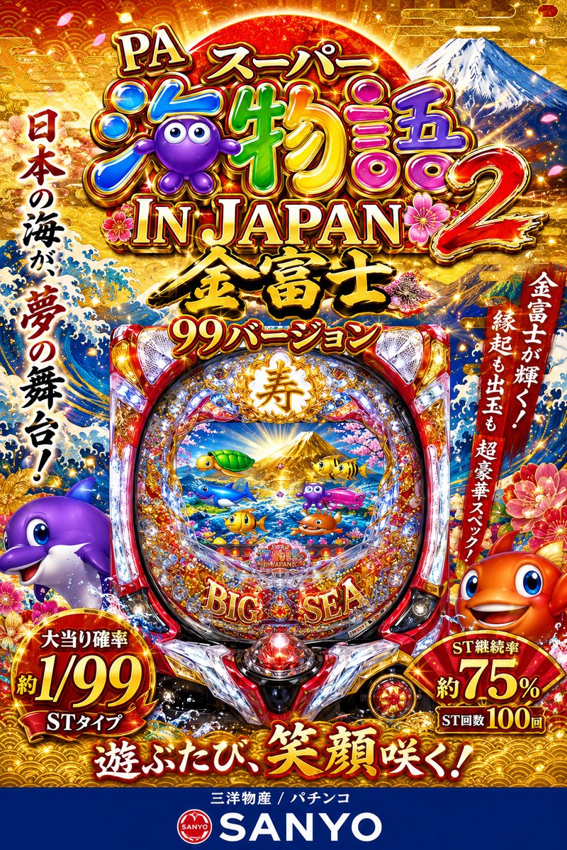 ＰＡスーパー海物語　ＩＮ　ＪＡＰＡＮ２　金富士　９９バージョン